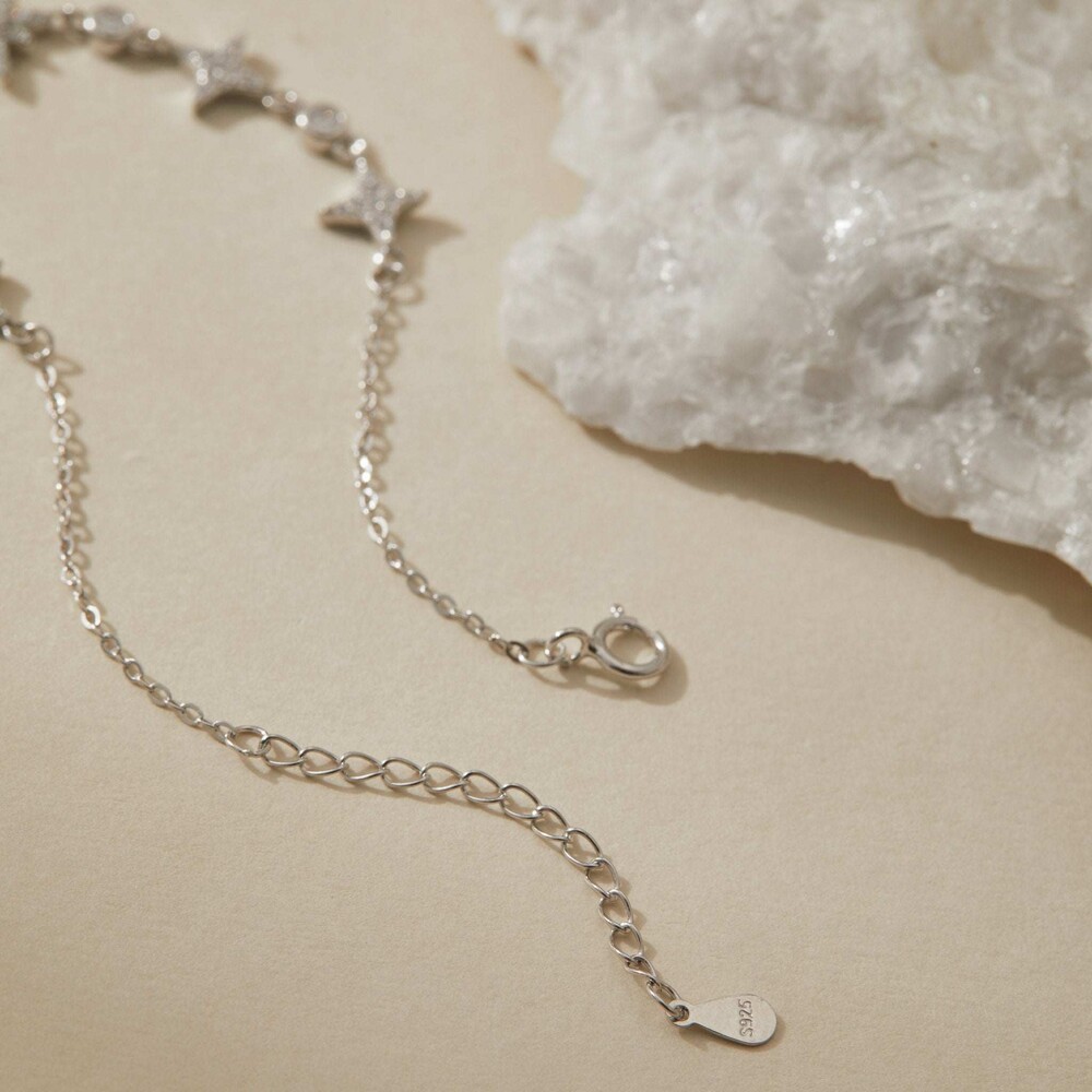 Museori Sterling Silver Star Charm Bracelet Dainty Celestial - Picture 4 of 5